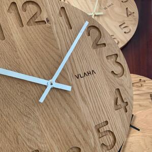 VLAHA Dřevěné hodiny OAK se stříbrnými ručkami VCT1124 ⌀34cm