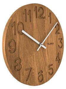 VLAHA Dřevěné hodiny OAK se stříbrnými ručkami VCT1124 ⌀34cm