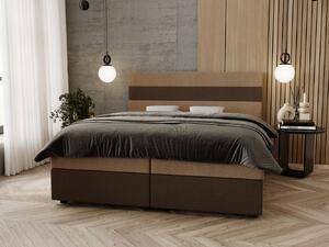 Manželská postel 140x200 ZOE 3 s úložným prostorem - béžová / hnědá