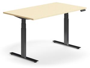 AJ Produkty Výškově nastavitelný stůl QBUS, 1400x800 mm, černá podnož, bříza