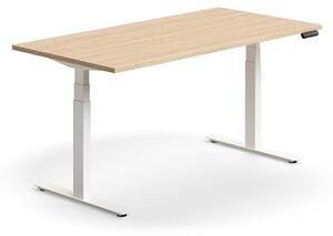 AJ Produkty Výškově nastavitelný stůl QBUS, 1600x800 mm, bílá podnož, dub