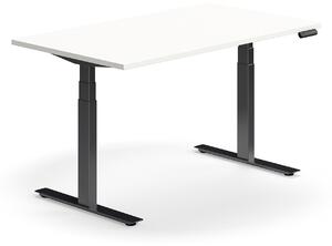 AJ Produkty Výškově nastavitelný stůl QBUS, 1400x800 mm, černá podnož, bílá
