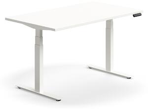 AJ Produkty Výškově nastavitelný stůl QBUS, 1400x800 mm, bílá podnož, bílá
