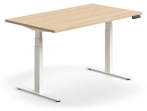 AJ Produkty Výškově nastavitelný stůl QBUS, 1400x800 mm, bílá podnož, dub