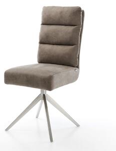DELIFE Jídelní židle Pela-Flex mikrovlákno taupe vintage křížová podnož široká nerezová ocel 360° otočný houpací funkce taštičkové pružiny