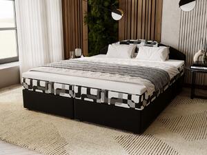 Manželská postel 140x200 LIZANA 3 s úložným prostorem - černá / vzor 3