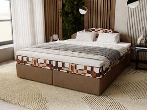 Manželská postel 140x200 LIZANA 3 s úložným prostorem - béžová / vzor 1