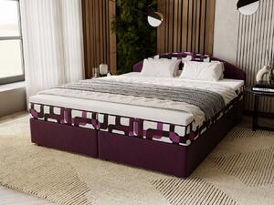 Manželská postel 180x200 LIZANA 2 s úložným prostorem - fialová / vzor 2