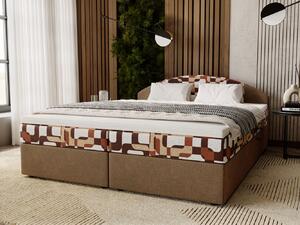 Manželská postel 160x200 LIZANA 3 s úložným prostorem - béžová / vzor 1