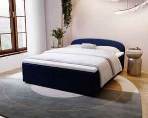Čalouněná postel 140x200 KIRSTEN 2 s úložným prostorem - tmavě modrá