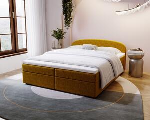 Čalouněná postel 160x200 KIRSTEN 2 s úložným prostorem - hořčicová