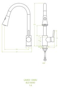 Laveo Daru, kuchyňská baterie stojící h-410, chromová, LAV-BLD_069D