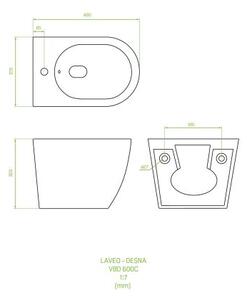 Laveo Desna, závěsný bidet 490x370x320 mm, bílá, LAV-VBD_600C