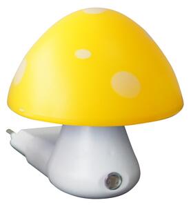 ACA Lighting LED dětská noční lampička do zásuvky Muchomůrka žlutá 0,4W/230V/6400K, soumrakový senzor