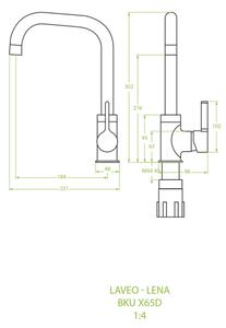 Laveo Lena, kuchyňská baterie stojící h-302, grafitová/šedá, LAV-BKU_965D
