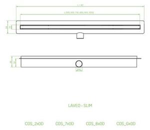 Laveo Slim, lineární odtok s mřížkou 50 cm, růžové zlato, LAV-COS_850D