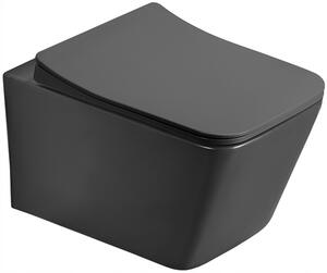 Závěsné WC TEO RIMLESS - tmavě šedé matné + Duroplast sedátko