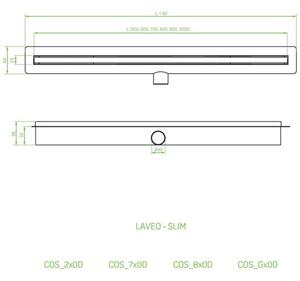 Laveo Slim, sprchový odtok 50 cm, ocelová, LAV-COS_250D