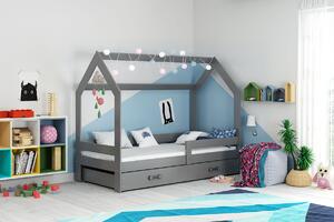 BMS Group Dětská postel domeček s úložným prostorem 160x80 grafit