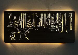 "Jelen a myslivec" světelný obraz 230V 110x50cm provedení povrchu: dub B