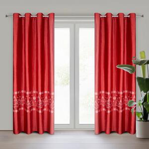 VÁNOČNÍ ZATEMŇOVACÍ ZÁVĚS NA KROUŽCÍCH RUBI 140X250 ČERVENÁ
