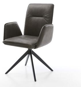 DELIFE Jídelní židle Vinja-Flex mikrovlákno antracit vintage křížová podnož široká černá 360° otočná houpací funkce