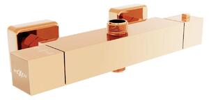 Sprchová nástěnná termostatická baterie MEXEN CUBE s připojením na sprchovou tyč - rose gold