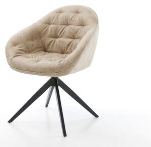 DELIFE Jídelní židle Gaio-Flex mikrovlákno béžová vintage křížová podnož široká černá otočná 360° houpací funkce