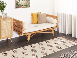 Bavlněný kelimový koberec 80 x 300 cm béžový/černý NIAVAN