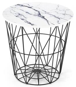 Přístavný stolek HORASSO bílý mramor/černá