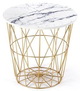 Přístavný stolek HORASSO 2 bílý mramor/zlatá