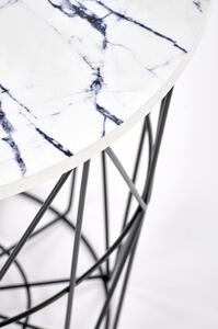 Přístavný stolek HORASSO bílý mramor/černá