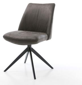 DELIFE Jídelní židle Elso-Flex mikrovlákno antracit vintage křížová podnož široká černá otočný 360° houpací funkce taštičkové pružiny