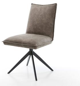 DELIFE Jídelní židle Lelio-Flex mikrovlákno taupe vintage křížová podnož široká černá 360° otočná houpací funkce taštičkové pružiny