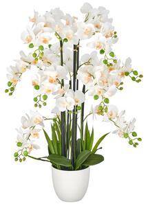 Umělá Orchidej bílá v květináči, 90cm