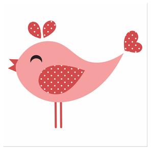 Obraz na plátně Veselý růžový tečkovaná ptáček Rozměry: 30 x 30 cm
