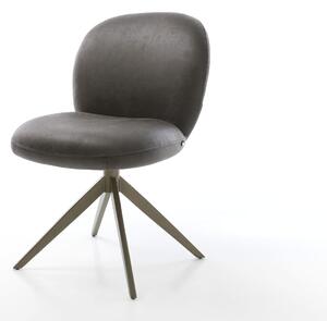 DELIFE Jídelní židle Nube-Flex mikrovlákno antracit vintage křížová podnož široká titanová barva 360° otočná houpací funkce taštičkové pružiny