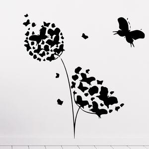 Živá Zeď Samolepka Květina s motýlky Barva: černá