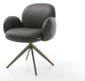 DELIFE Jídelní židle Nube-Flex s područkami mikrovlákno antracit vintage křížová podnož široká titanová barva 360° otočná houpací funkce taštičkové pružiny