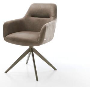 DELIFE Jídelní židle Pejo-Flex mikrovlákno taupe vintage křížová podnož široká titanová barva 360° otočný houpací funkce taštičkové pružiny