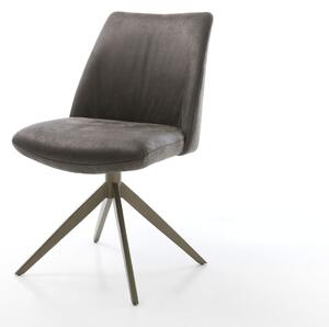 DELIFE Jídelní židle Elso-Flex mikrovlákno antracitová vintage křížová podnož široká titanová barva 360° otočná houpací funkce taštičkové pružiny
