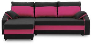 Rohová rozkládací sedací souprava HEWLET PLUS color Černá + růžová