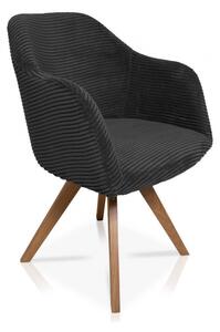 Černá otočná polstrovaná židle masiv dub Fonsi