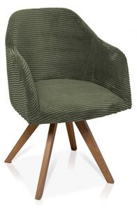 Zelená otočná polstrovaná židle masiv dub Fonsi