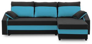 Rohová rozkládací sedací souprava HEWLET PLUS color Černá + světle modrá
