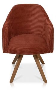Červená otočná polstrovaná židle masiv dub Fonsi