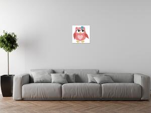 Obraz na plátně Růžová sovička se srdíčkem Rozměry: 40 x 40 cm