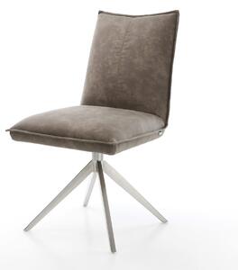 DELIFE Jídelní židle Lelio-Flex mikrovlákno taupe vintage křížová podnož široká nerezová ocel 360° otočný houpací funkce taštičkové pružiny