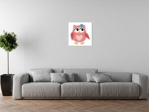 Obraz na plátně Růžová sovička se srdíčkem Rozměry: 40 x 40 cm