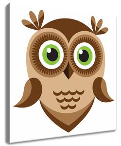Gario Obraz na plátně Hnědá sovička se zelenýma očima Velikost: 30 x 30 cm